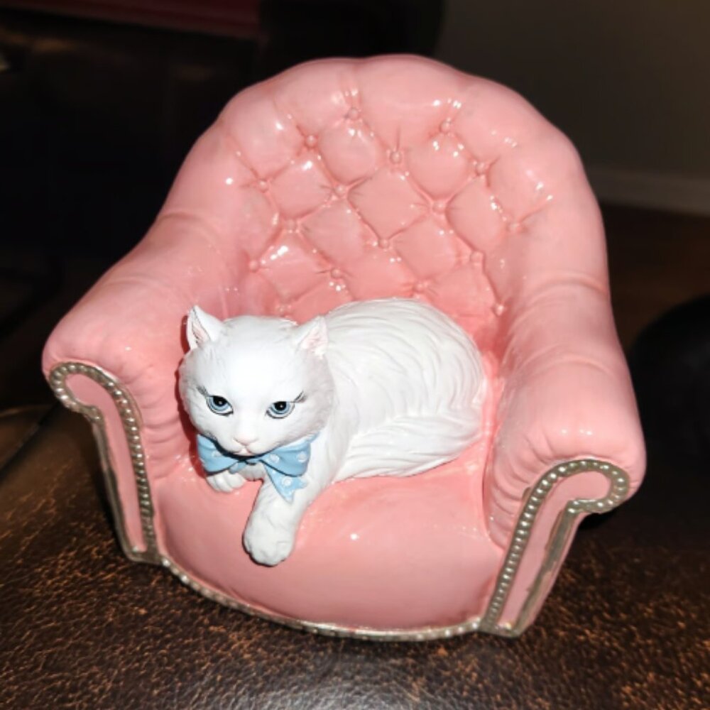 New Kitty in a pink chair